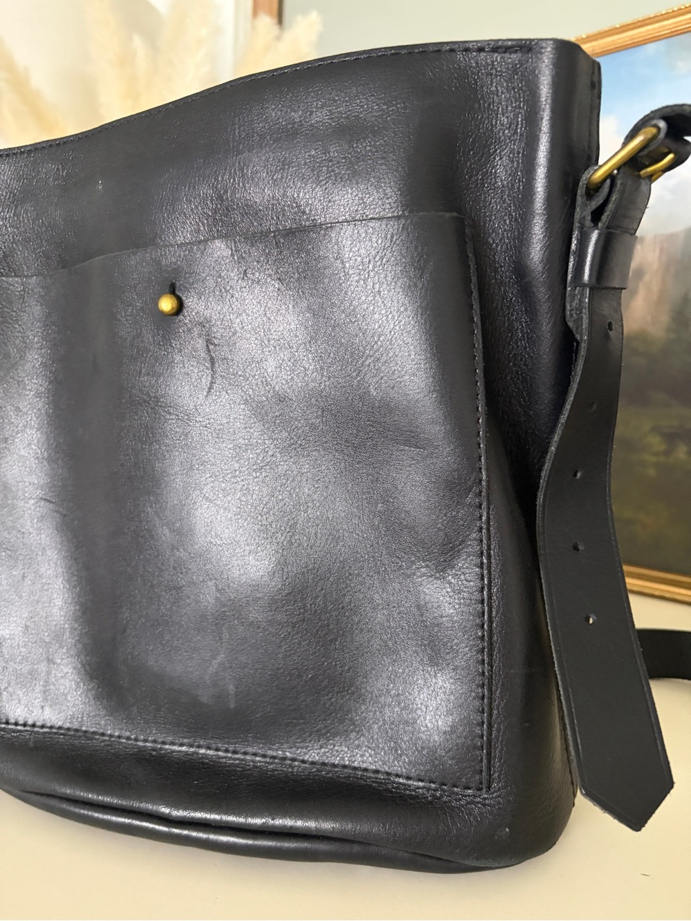 Madewell Transport Leather Shoulder Bucket Bag - Picture 3 of 13